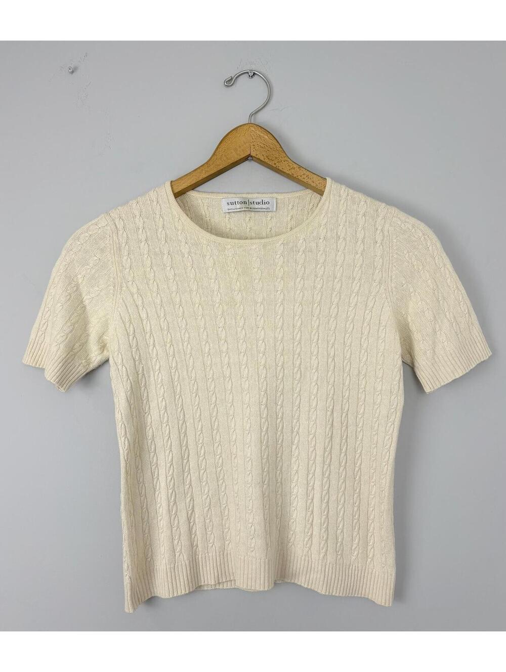 Vintage 90s Cream Silk Cashmere Knit Top Small - Bloomingdale's Sutton Studio